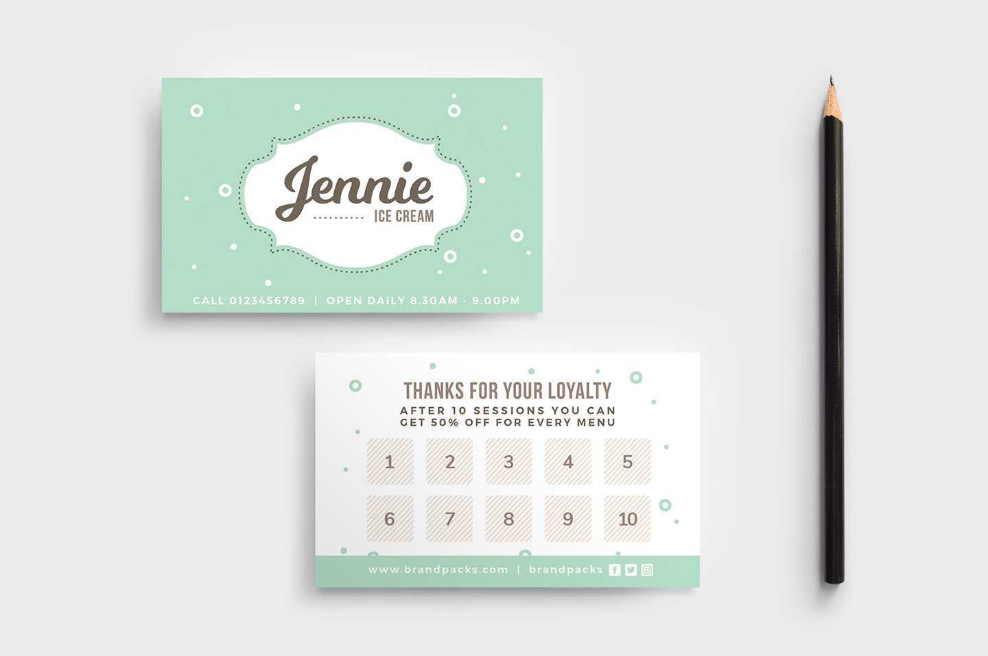 Free Loyalty Card Templates – Psd, Ai & Vector – Brandpacks For Business Card Size Template Photoshop