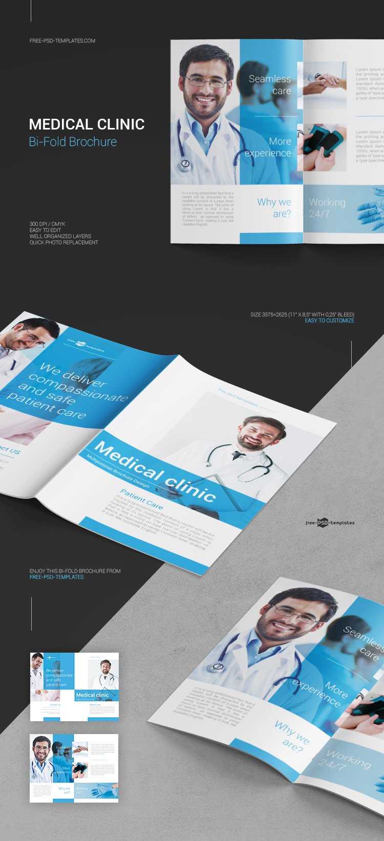 Free Medical Clinic Bi Fold Brochure In Psd | Free Psd Templates With Regard To Healthcare Brochure Templates Free Download