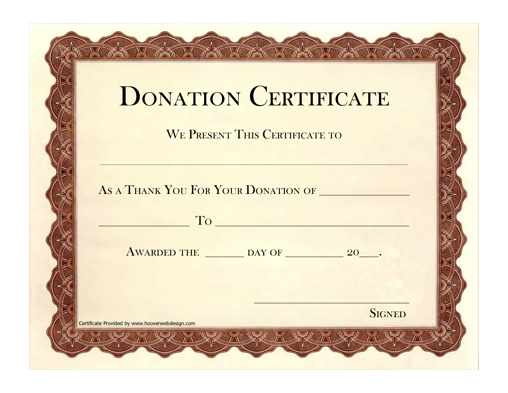 Free New Templates Donation Certificate Template Within Certificate Of Ownership Template