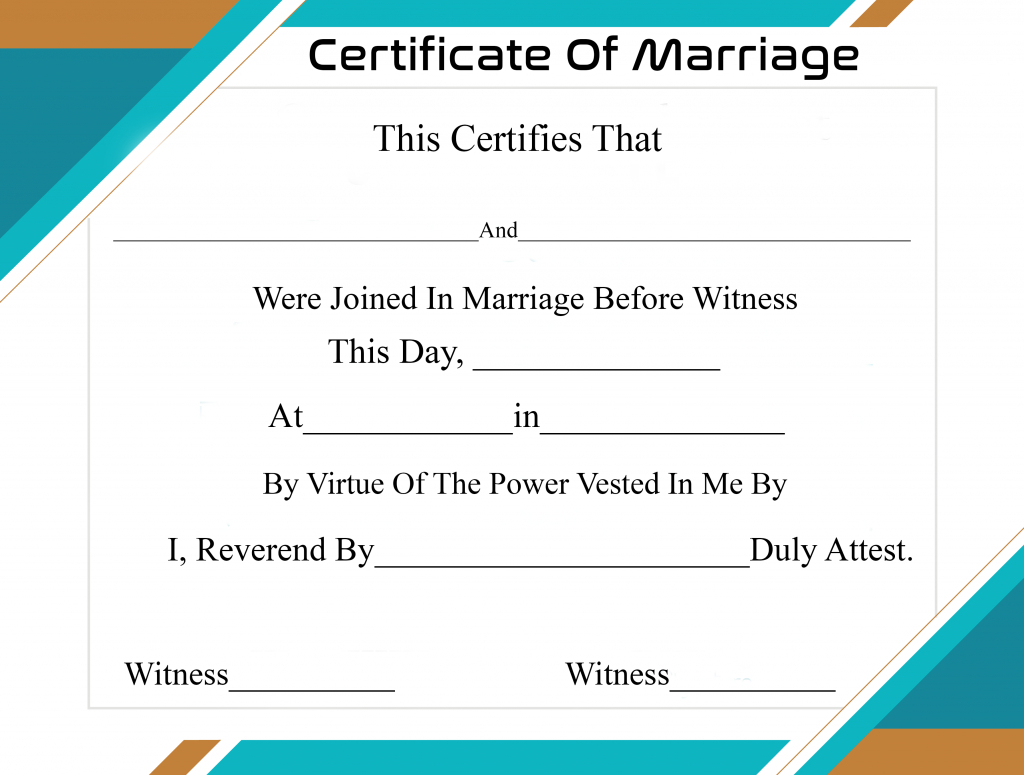 Free Printable Certificate Of Marriage Template For Certificate Of Marriage Template