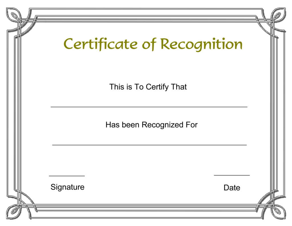 Free Printable Employee Certificate Of Recognition Template Throughout Sample Certificate Of Recognition Template