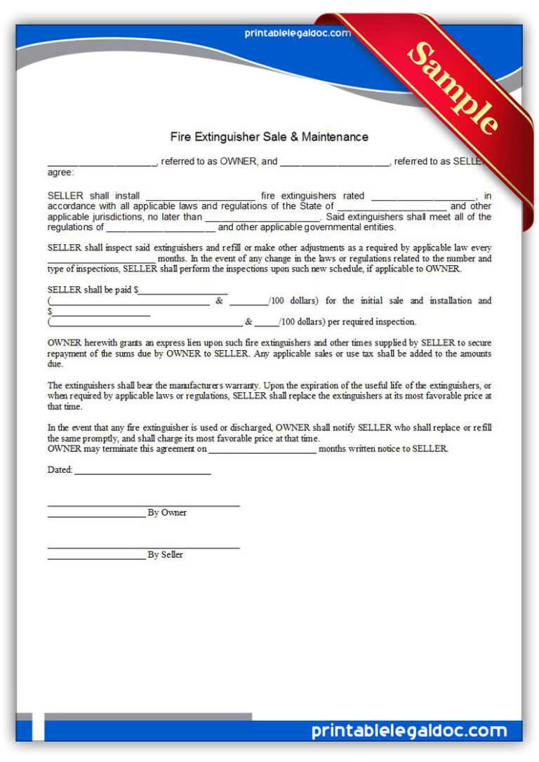Free Printable Fire Extinguisher Sale Maintenance Within Fire