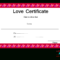 Free Printable Love Certificates For Love Certificate Templates