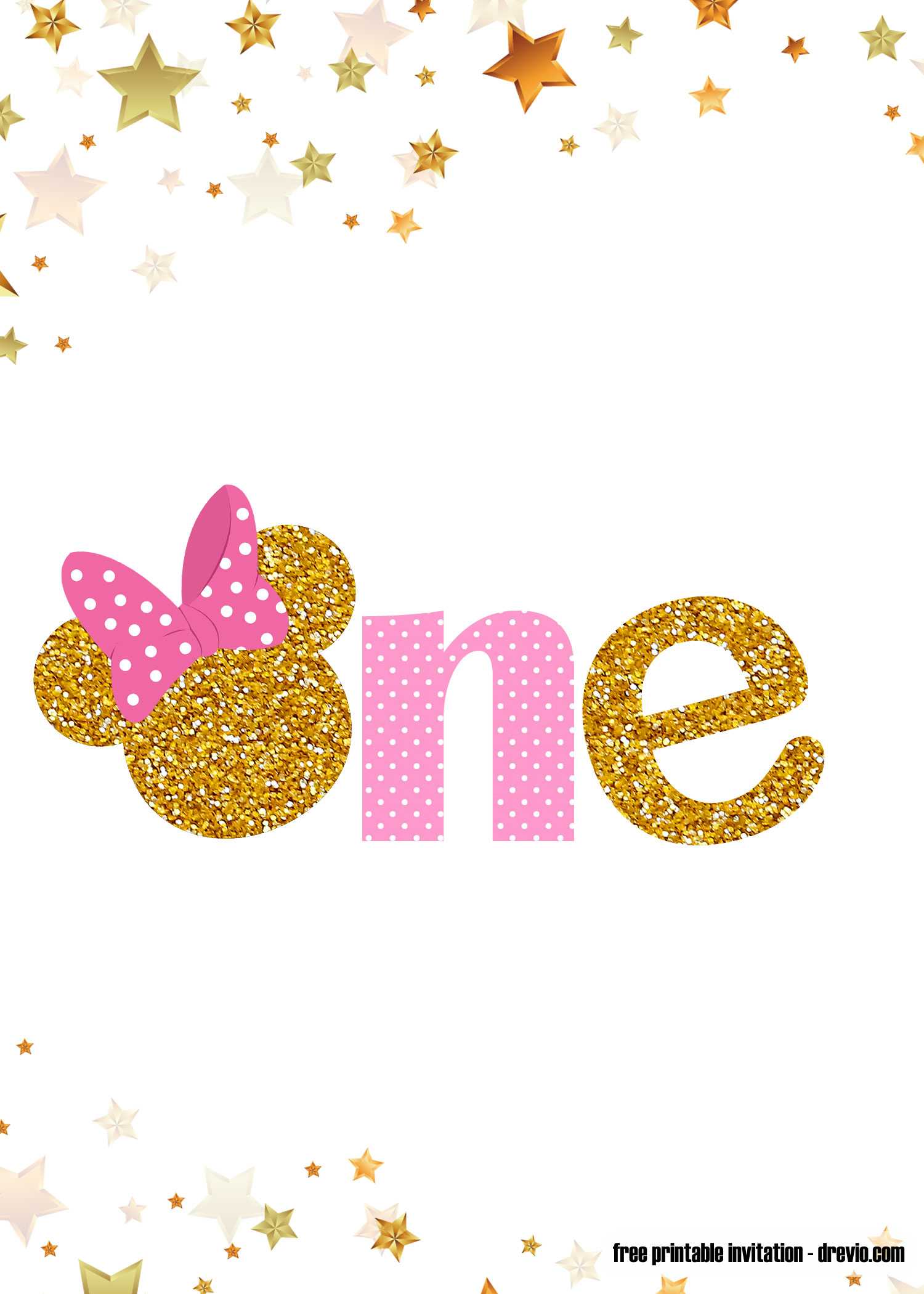 Free Printable Pink And Gold Minnie Mouse 1St Birthday In Minnie Mouse Card Templates