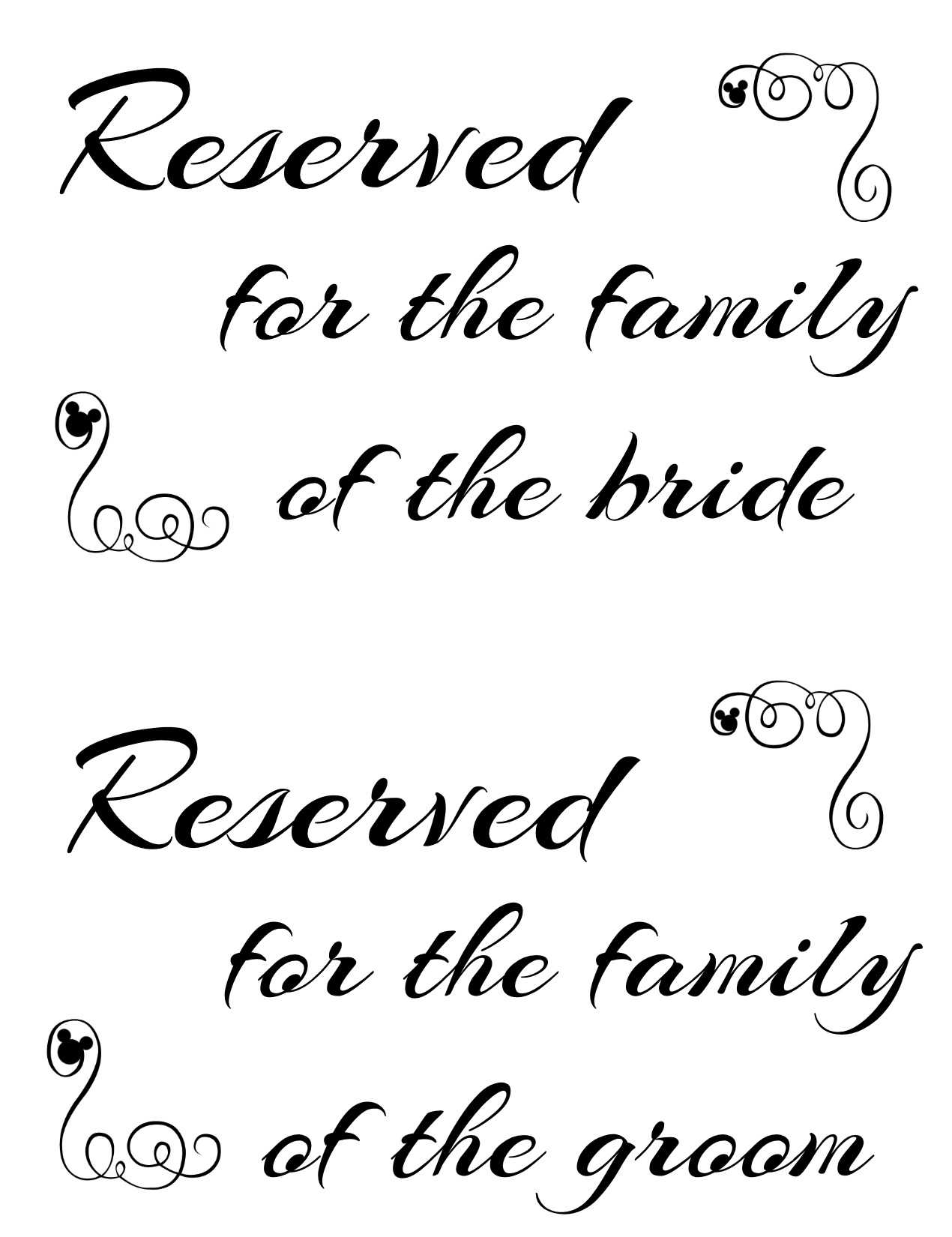Free Printable Reserved Seating Signs For Your Wedding Ceremony With Reserved Cards For Tables Templates