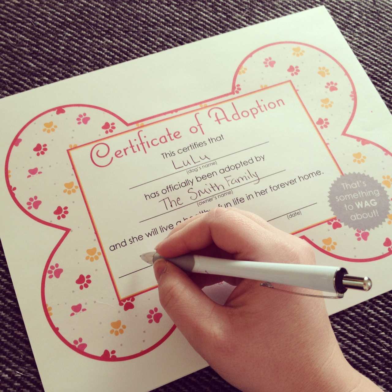 Free Printables} Dog Adoption Certificates | Big Dot Of For Toy Adoption Certificate Template