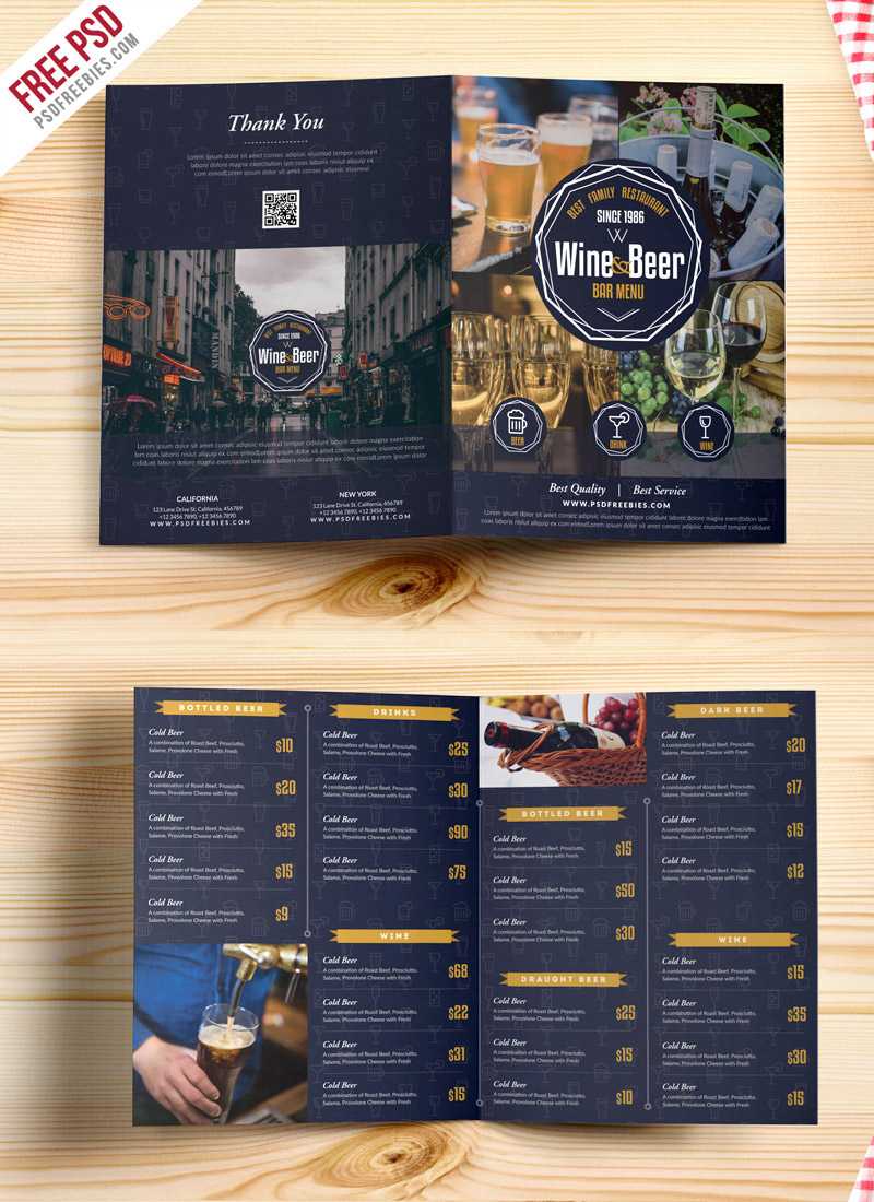 Free Psd : Beer And Wine Menu Bi Fold Brochure Psd On Behance Intended For Wine Brochure Template
