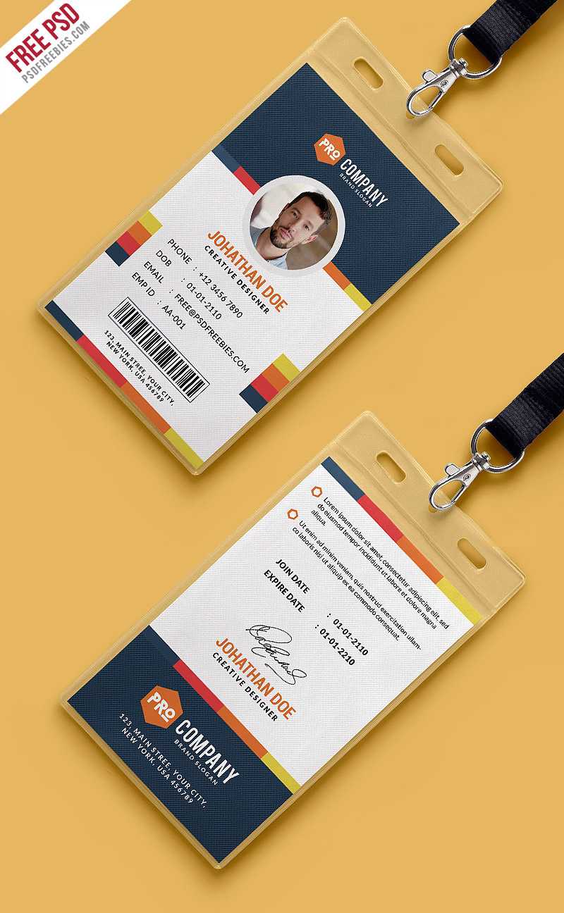 Free Psd : Creative Office Identity Card Template Psd On Behance With Conference Id Card Template