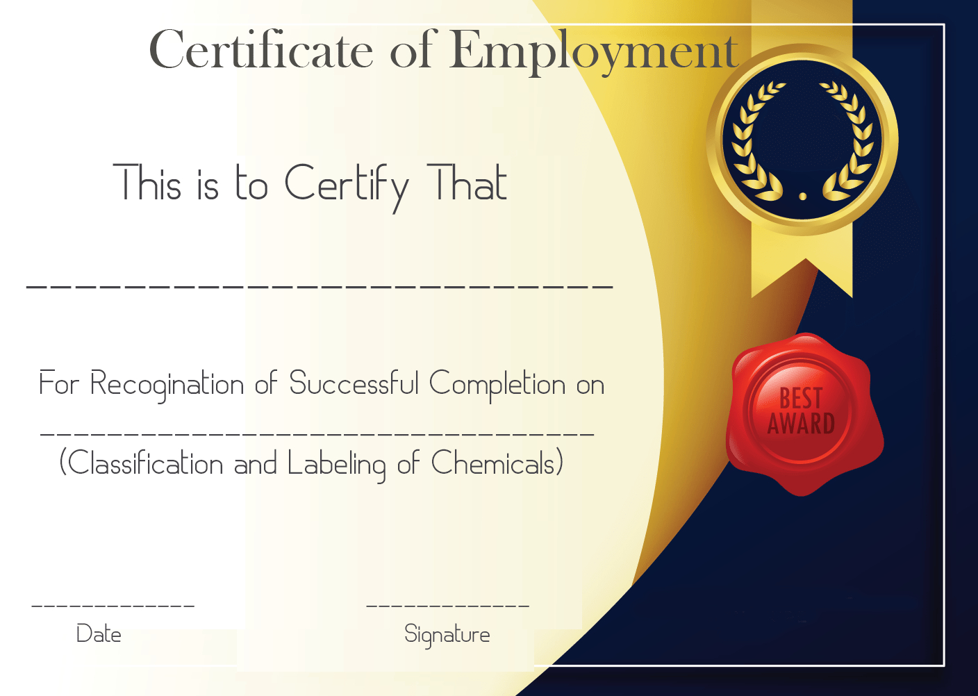 Free Sample Certificate Of Employment Template | Certificate For Certificate Of Employment Template