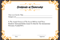 Free Sample Certificate Of Ownership Templates | Certificate in Certificate Of Ownership Template