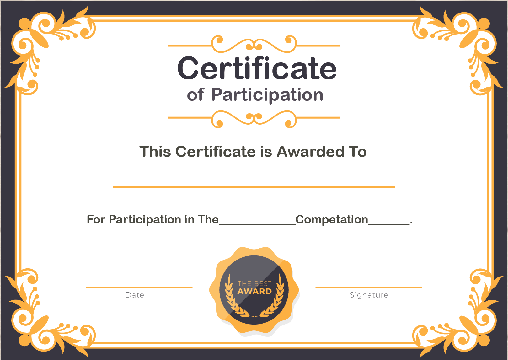 Free Sample Format Of Certificate Of Participation Template For Conference Participation Certificate Template