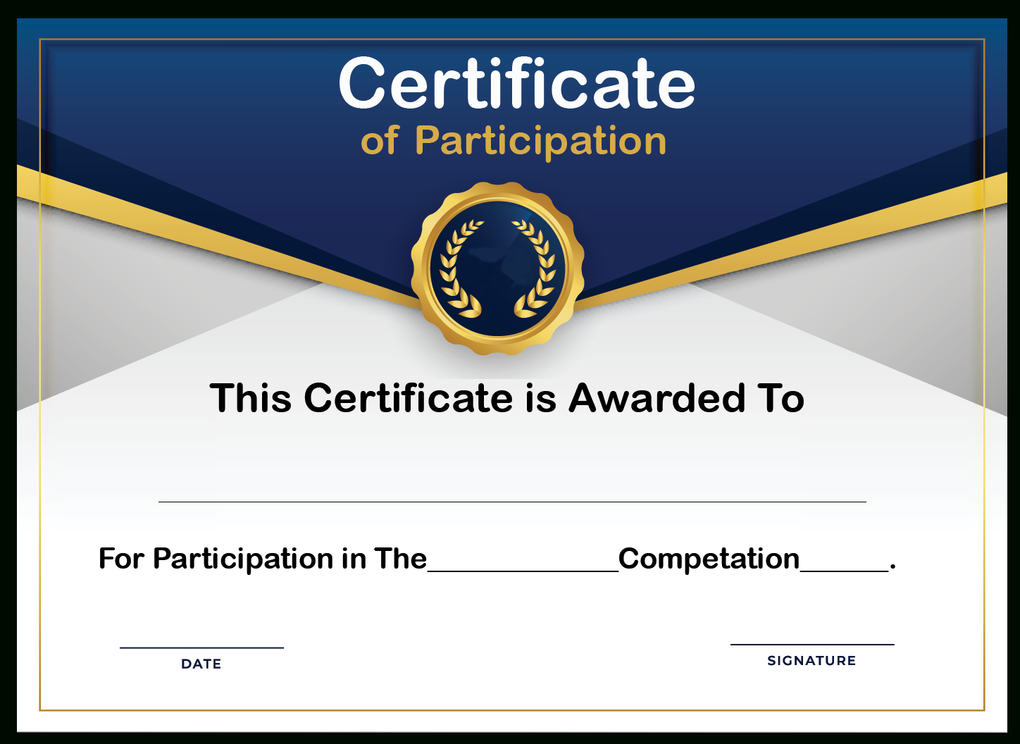 Free Sample Format Of Certificate Of Participation Template Intended For Certificate Of Participation Template Doc