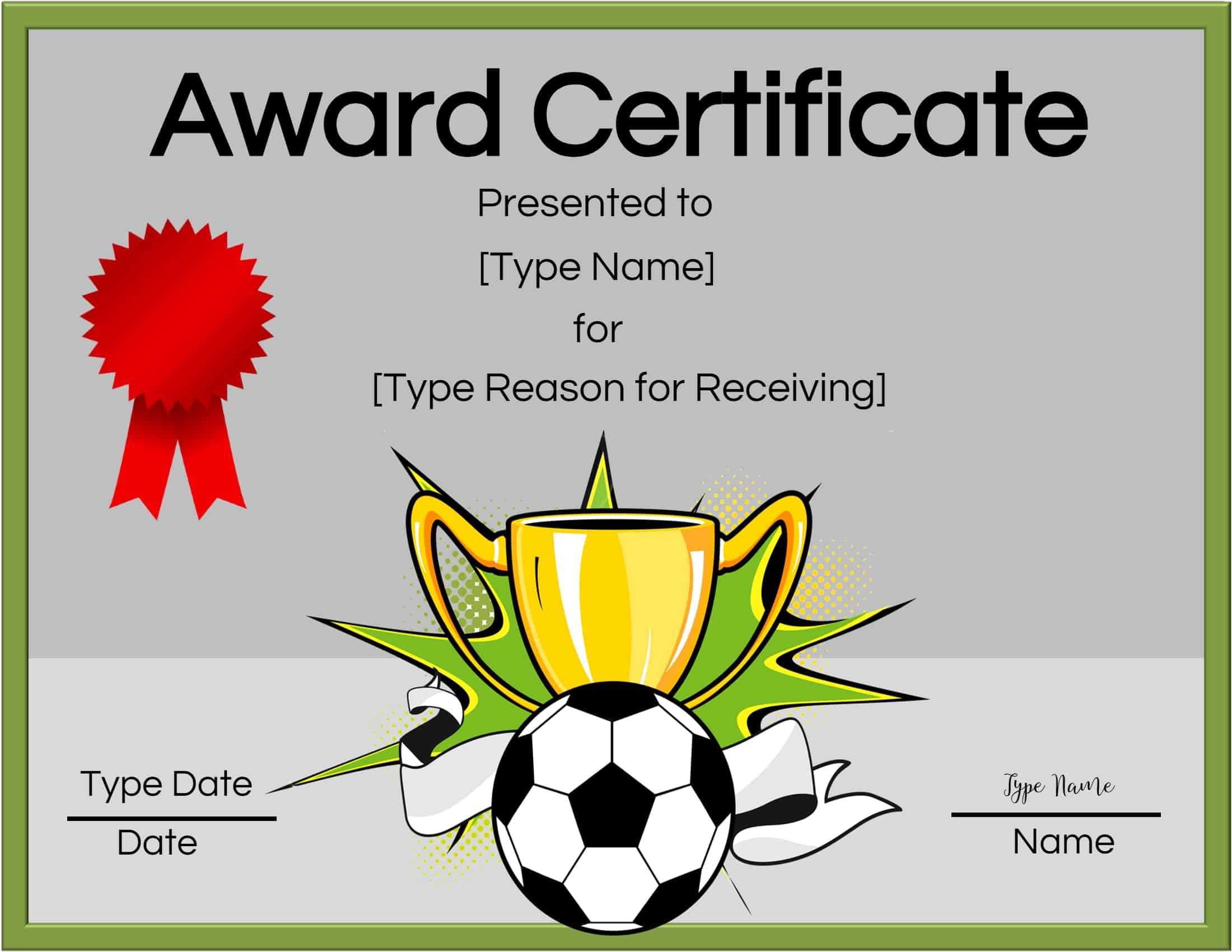 Free Soccer Certificate Maker | Edit Online And Print At Home With Soccer Certificate Template Free