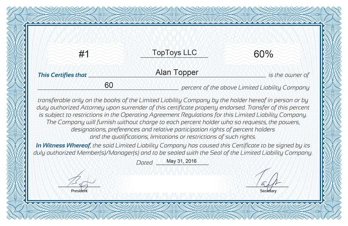 Free Stock Certificate Online Generator For Ownership Certificate Template