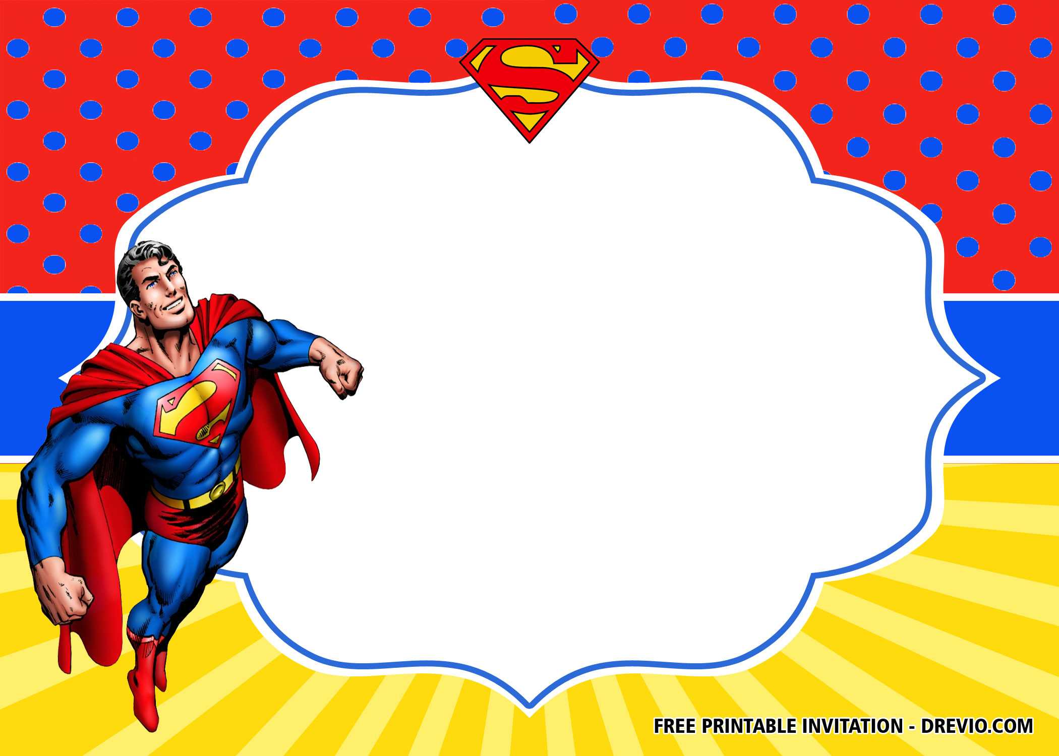 Free Superhero Superman Birthday Invitation Templates – Bagvania With Regard To Superman Birthday Card Template