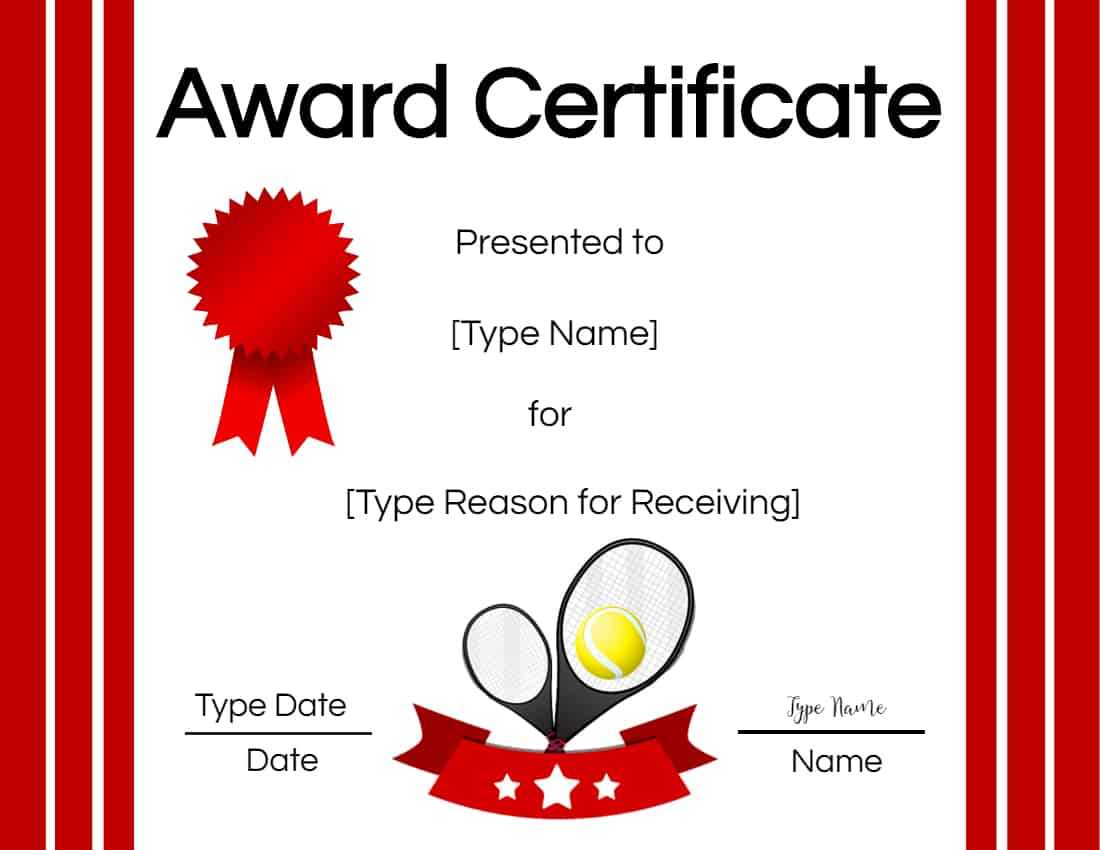 Free Tennis Certificates | Edit Online And Print At Home Regarding Tennis Certificate Template Free