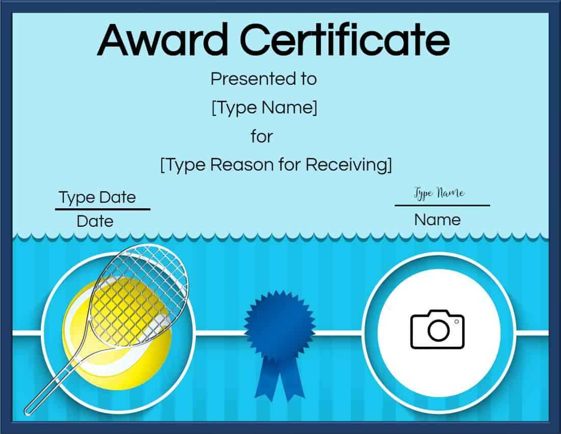 Free Tennis Certificates | Edit Online And Print At Home Within Free Printable Certificate Templates For Kids