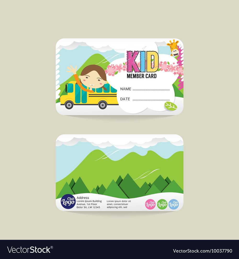 Front And Back Vip Kids Member Card Template Within Id Card Template For Kids