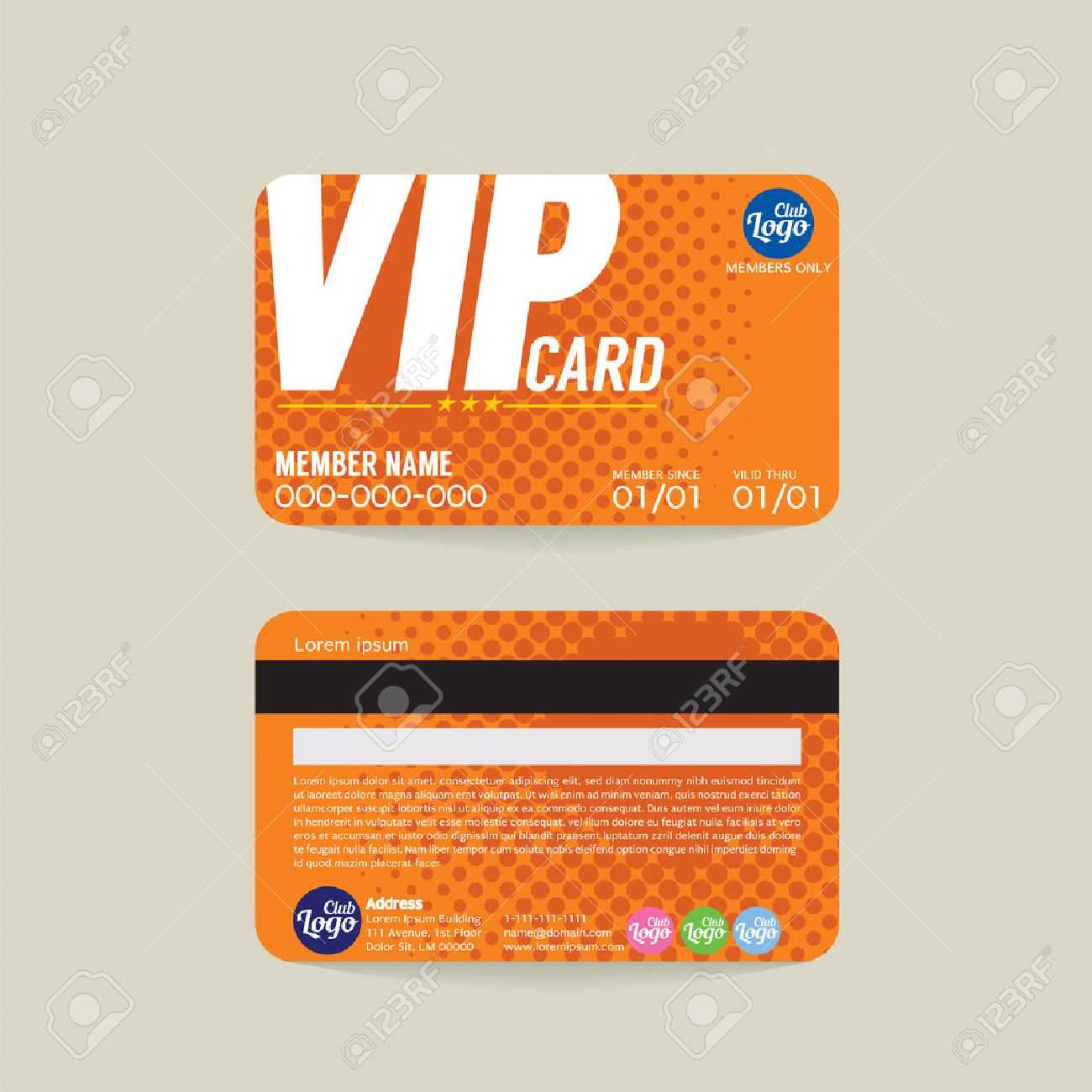 Front And Back Vip Member Card Template Vector Illustration With Membership Card Template Free