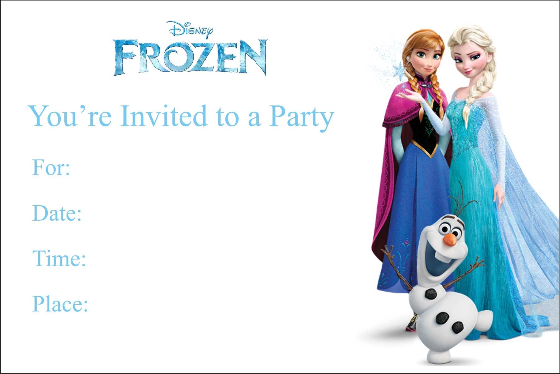 Frozen Free Printable Birthday Party Invitation Personalized Regarding Frozen Birthday Card Template