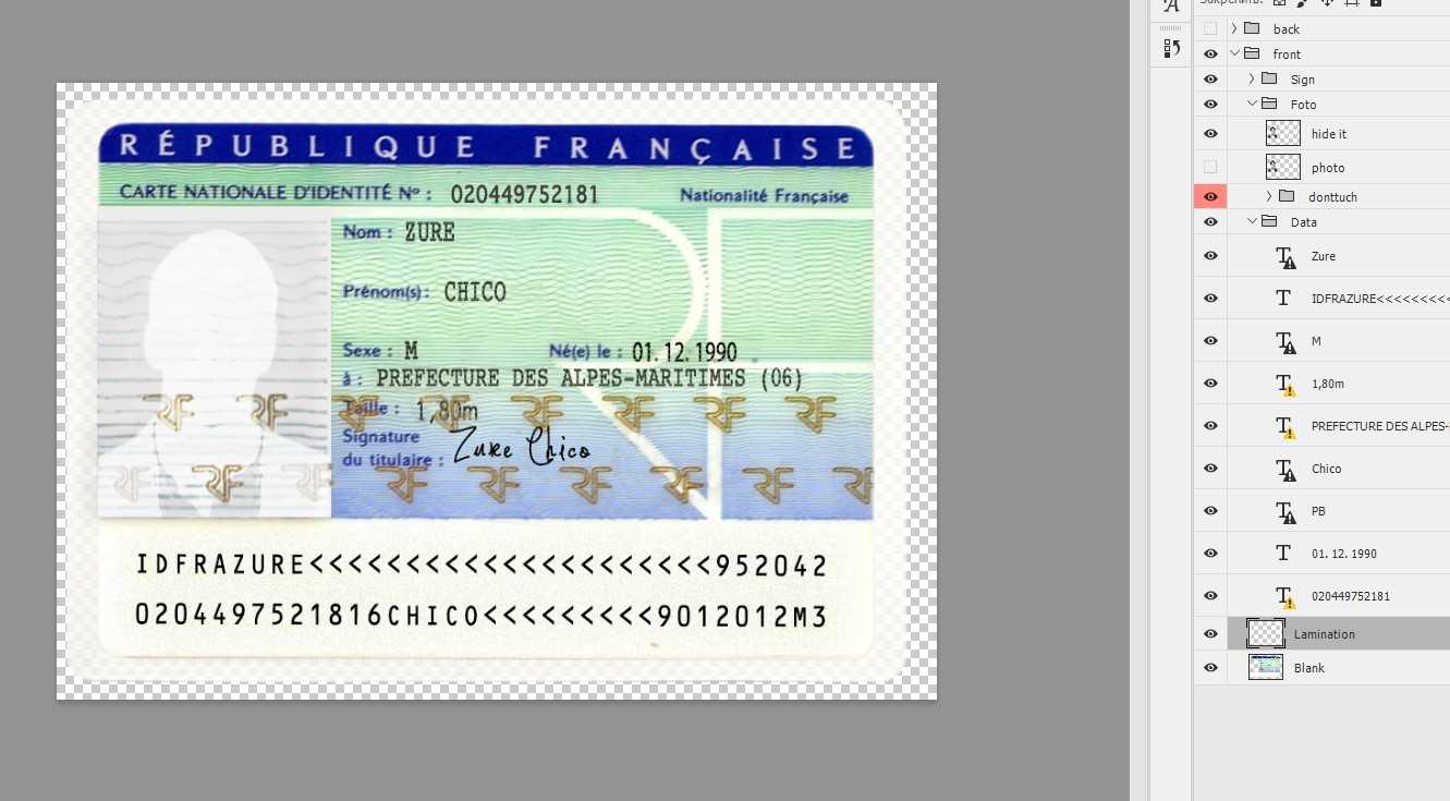 Full Identity Card France [Fra] | Link For Free Download Psd Intended For French Id Card Template