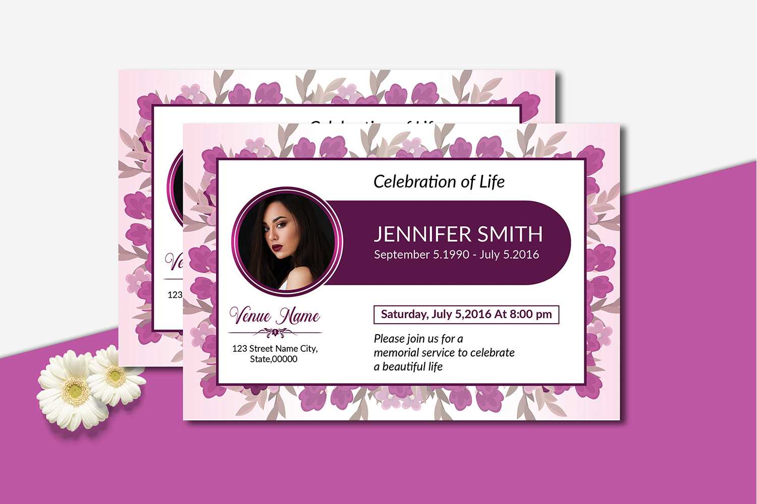 Funeral Announcement / Invitation Card Template Regarding Funeral Invitation Card Template