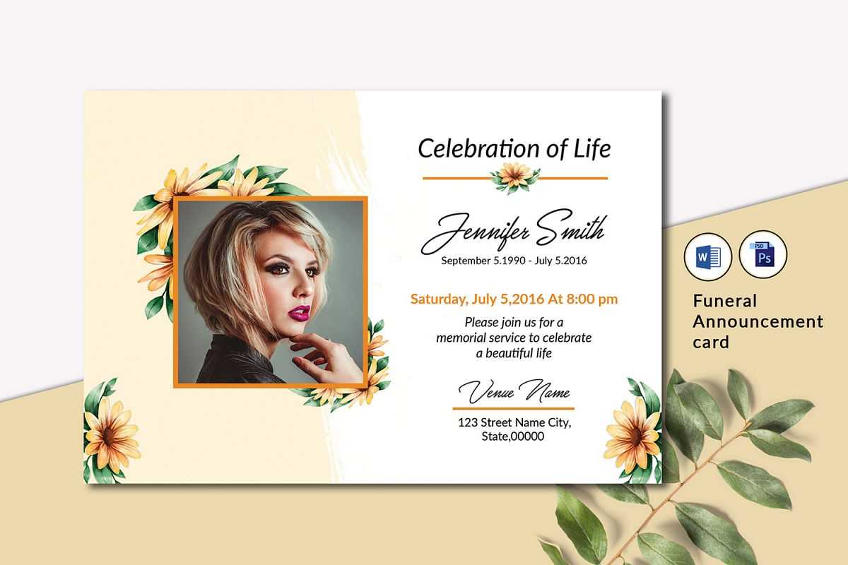 Funeral Announcement Invitation Card Template With Regard To Funeral Invitation Card Template