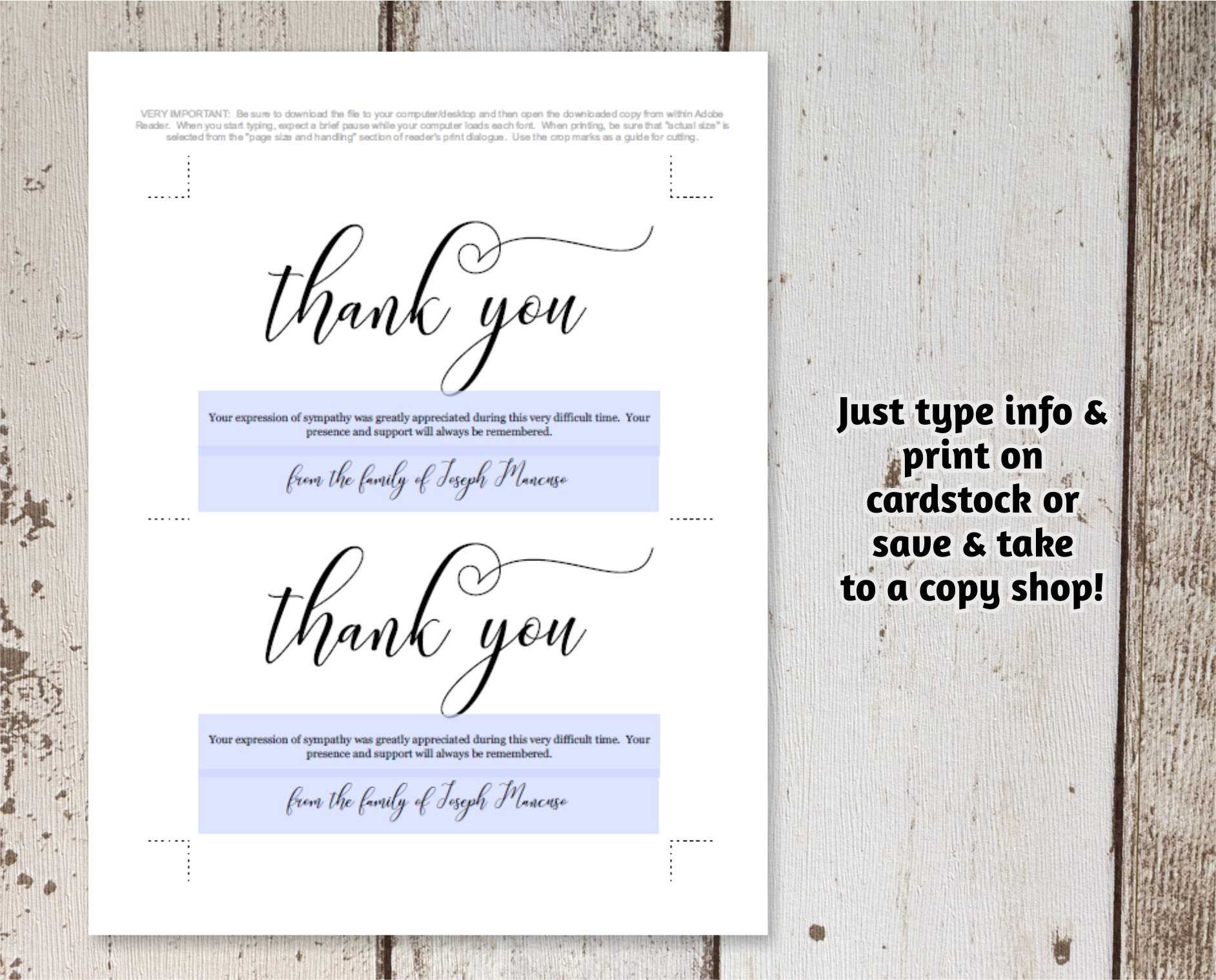 Funeral Thank You Card Template – Simple Black & White Inside Sympathy Thank You Card Template