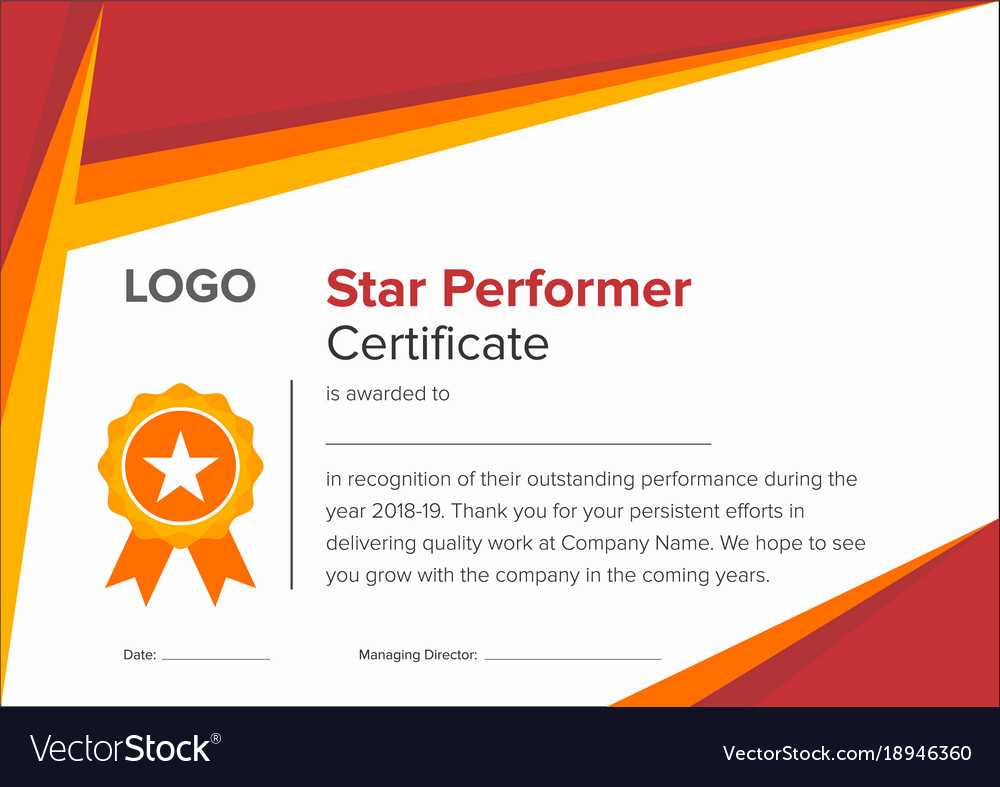 Geometric Red And Gold Star Performer Certificate Intended For Star Performer Certificate Templates