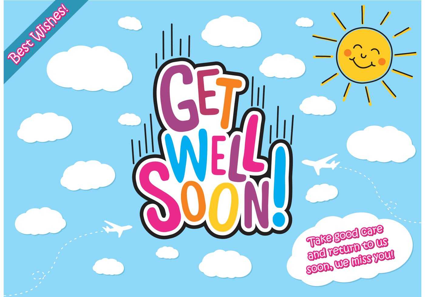 Get Well Soon Cards Vector Free – Download Free Vectors For Get Well Card Template