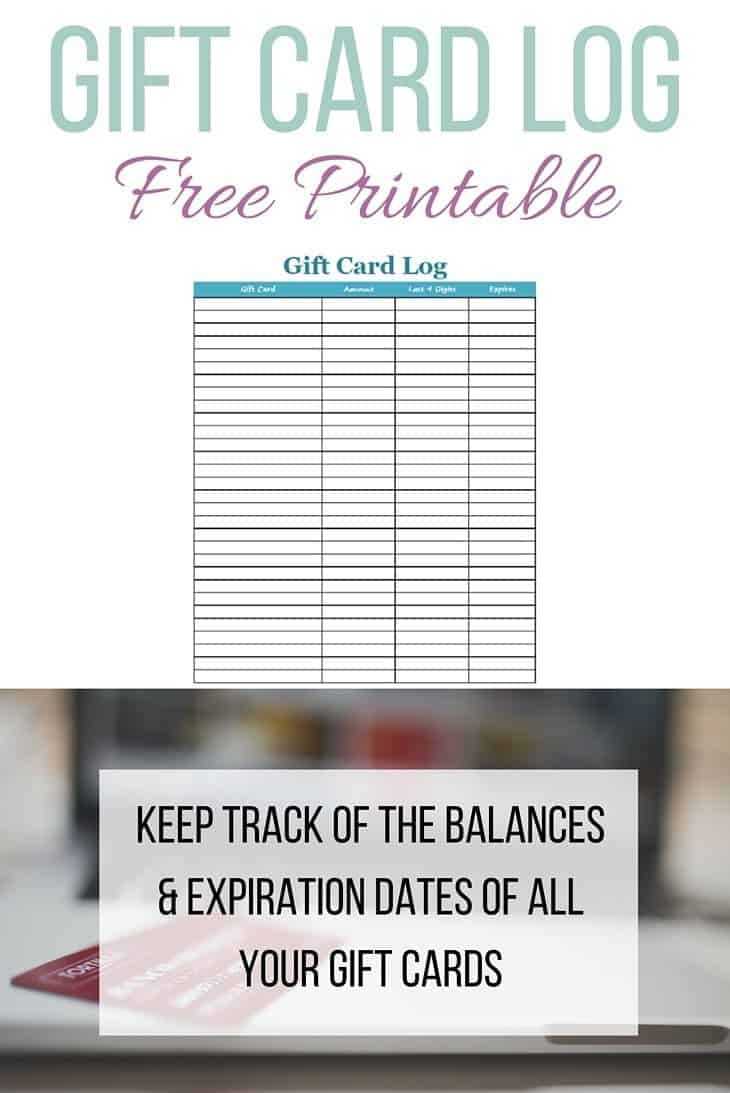 Gift Card Log Free Printable: Perfect For Tracking Gift Card Intended For Gift Certificate Log Template