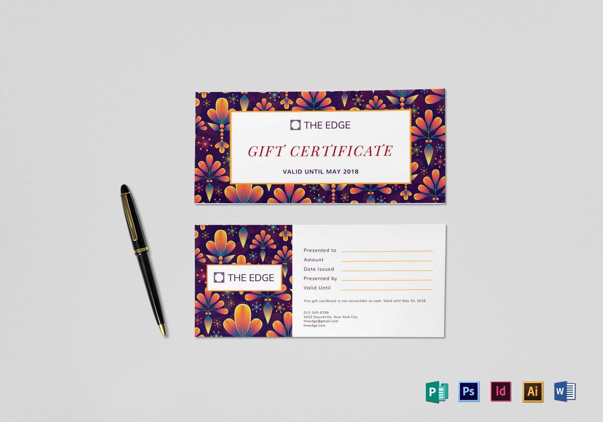 Gift Certificate Template With Gift Certificate Template Indesign