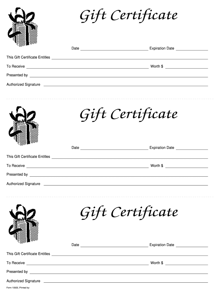 Gift Certificate Templates Printable – Fill Online In Present Certificate Templates