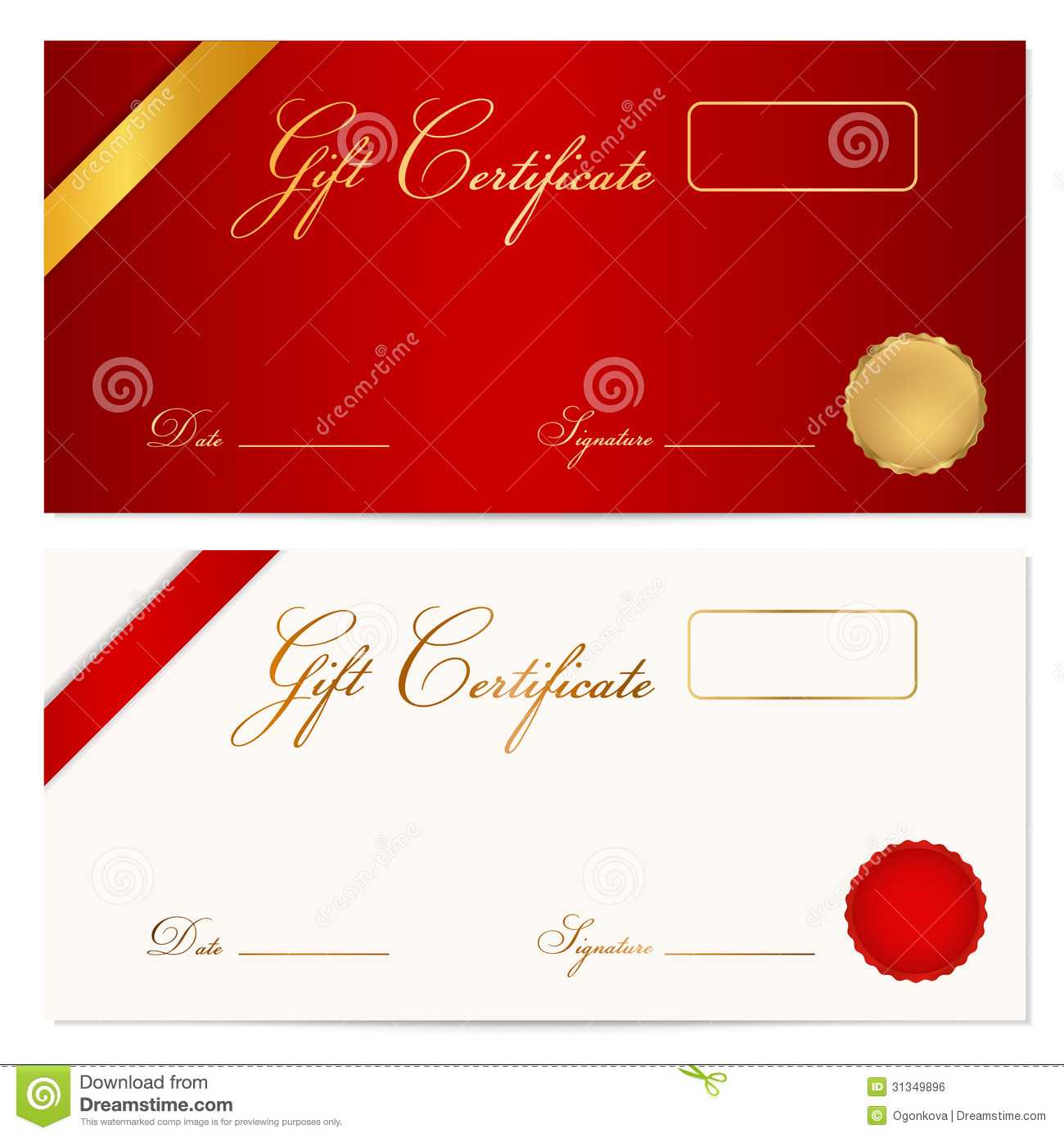 Gift Certificate (Voucher) Template. Wax Seal Stock Vector Pertaining To Graduation Gift Certificate Template Free