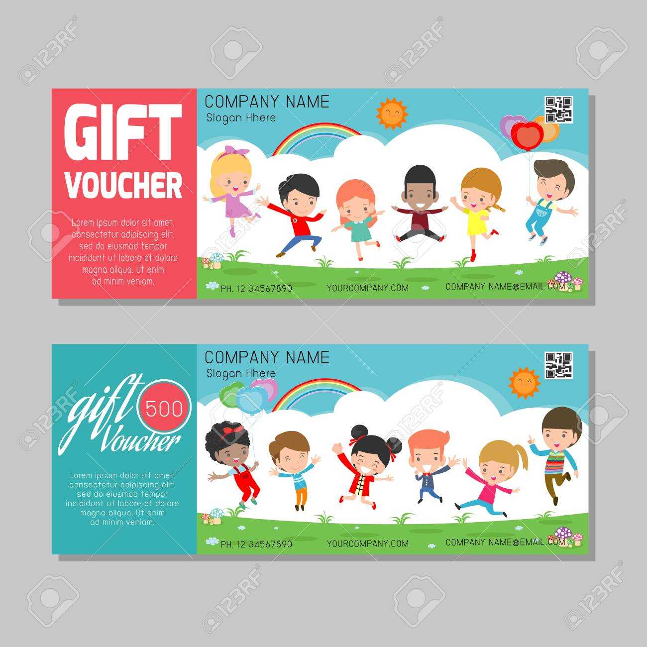 Gift Voucher Template And Modern Pattern. Kids Concept. Voucher.. In Kids Gift Certificate Template