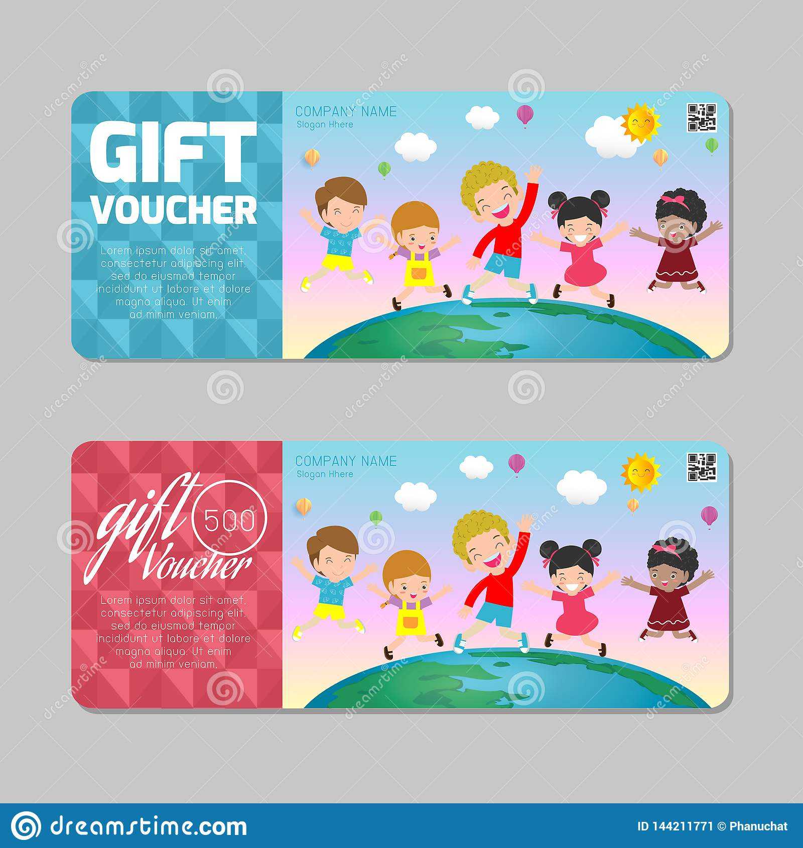 Gift Voucher Template With Colorful Pattern,cute Gift Throughout Kids Gift Certificate Template