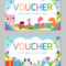 Gift Voucher Template With Colorful Pattern,cute Gift Voucher.. Throughout Kids Gift Certificate Template