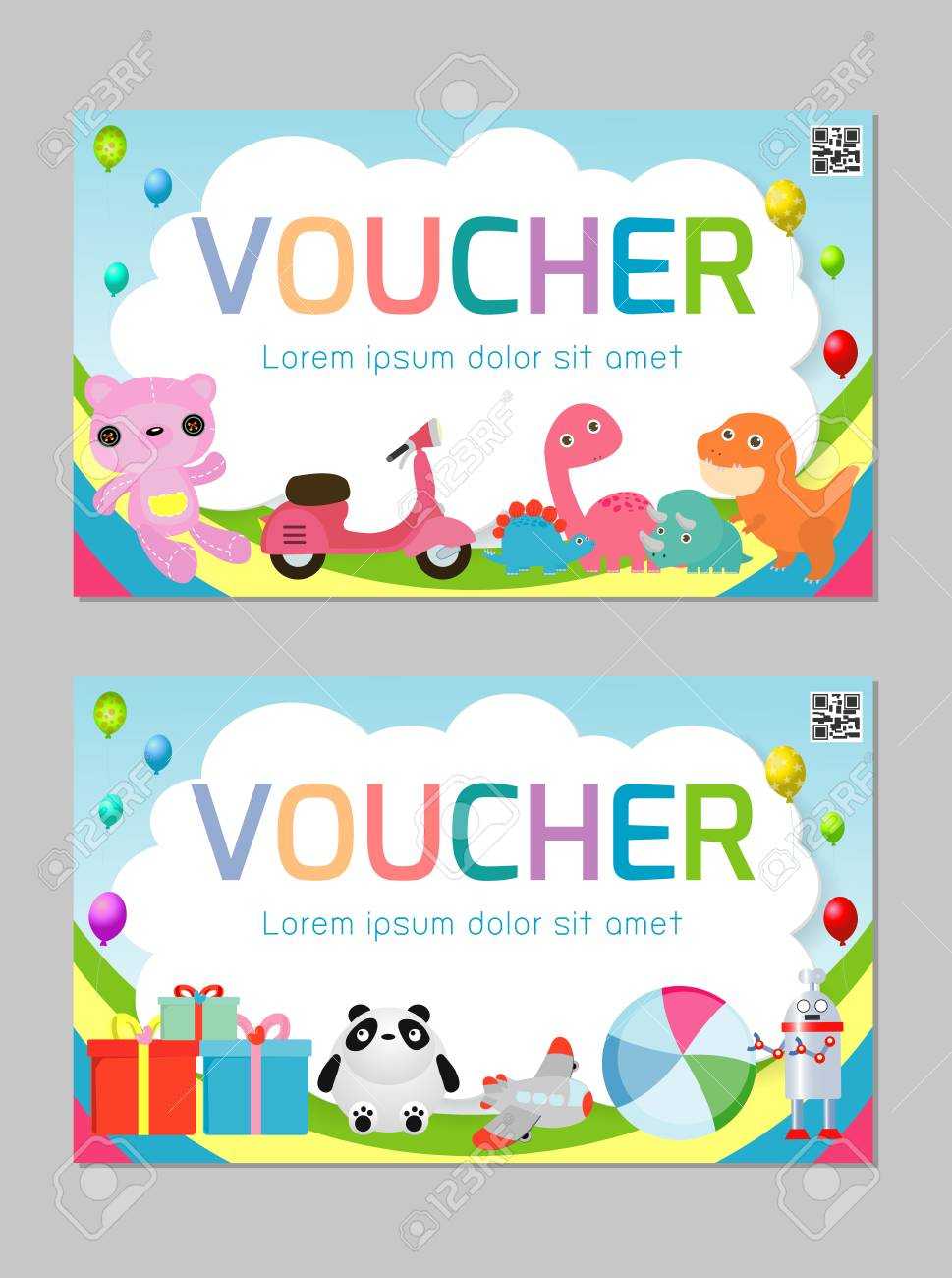 Gift Voucher Template With Colorful Pattern,cute Gift Voucher.. Throughout Kids Gift Certificate Template