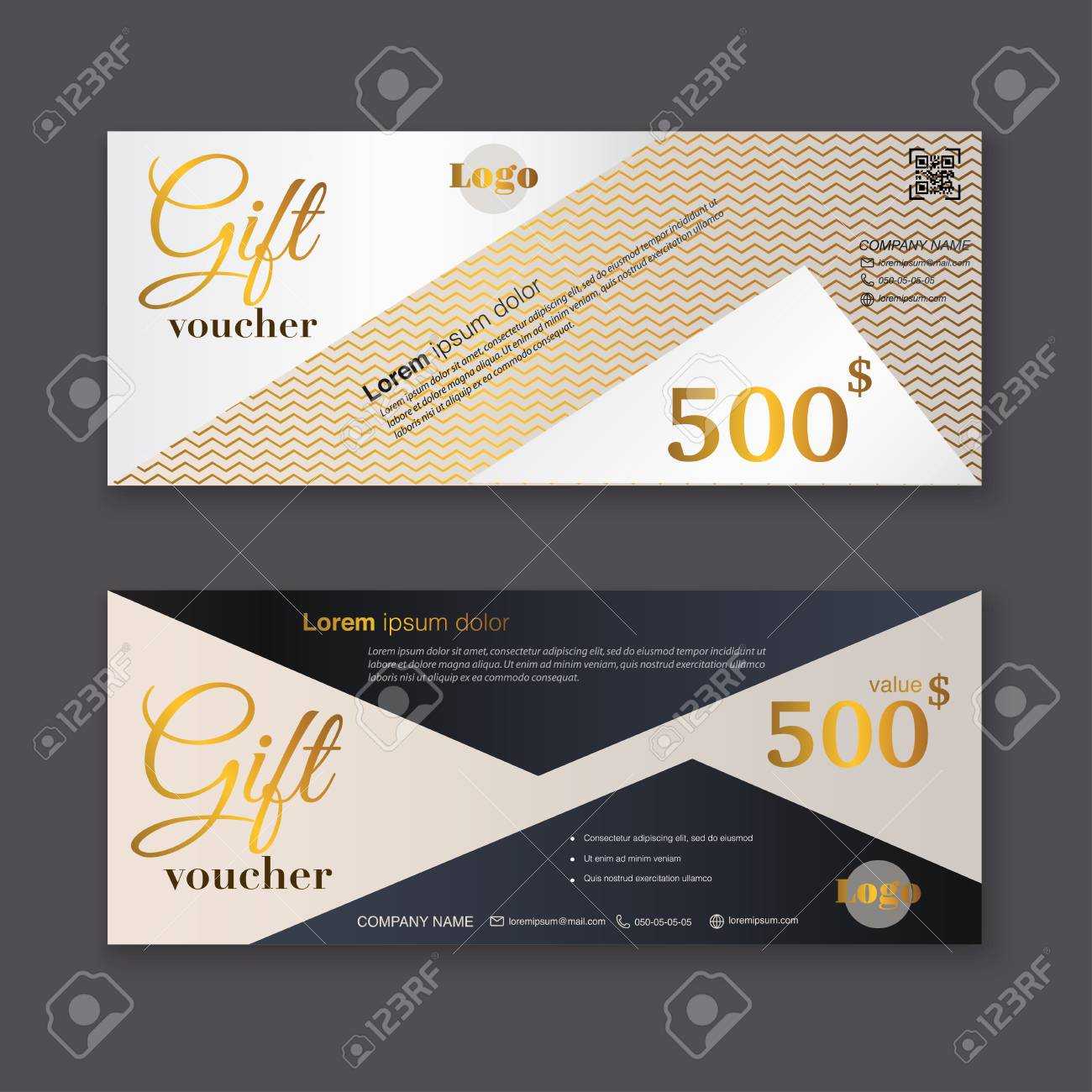 Gift Voucher Template With Gold Pattern, Gift Certificate. Background.. With Gift Certificate Log Template
