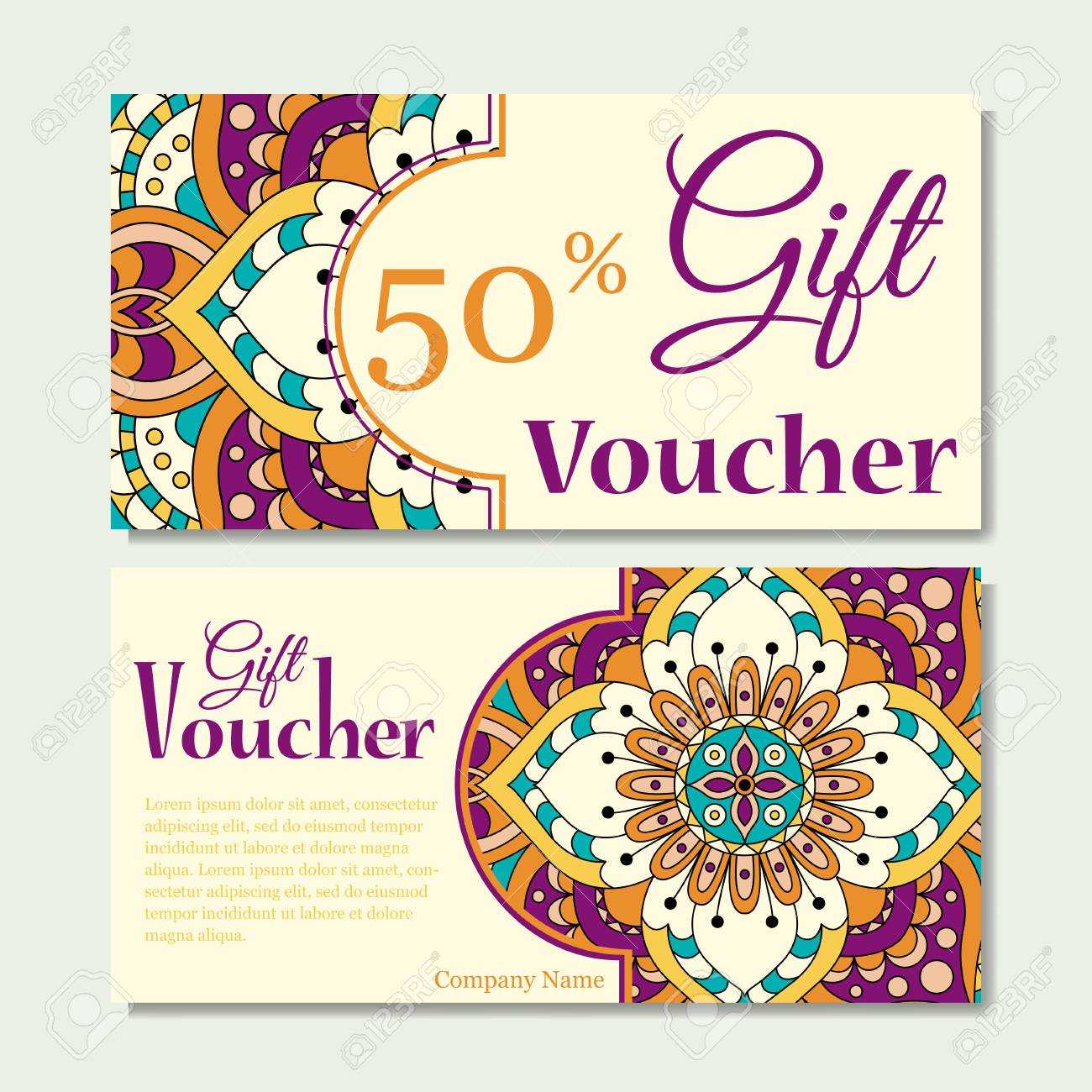 Gift Voucher Template With Mandala. Design Certificate For Sport.. Throughout Magazine Subscription Gift Certificate Template