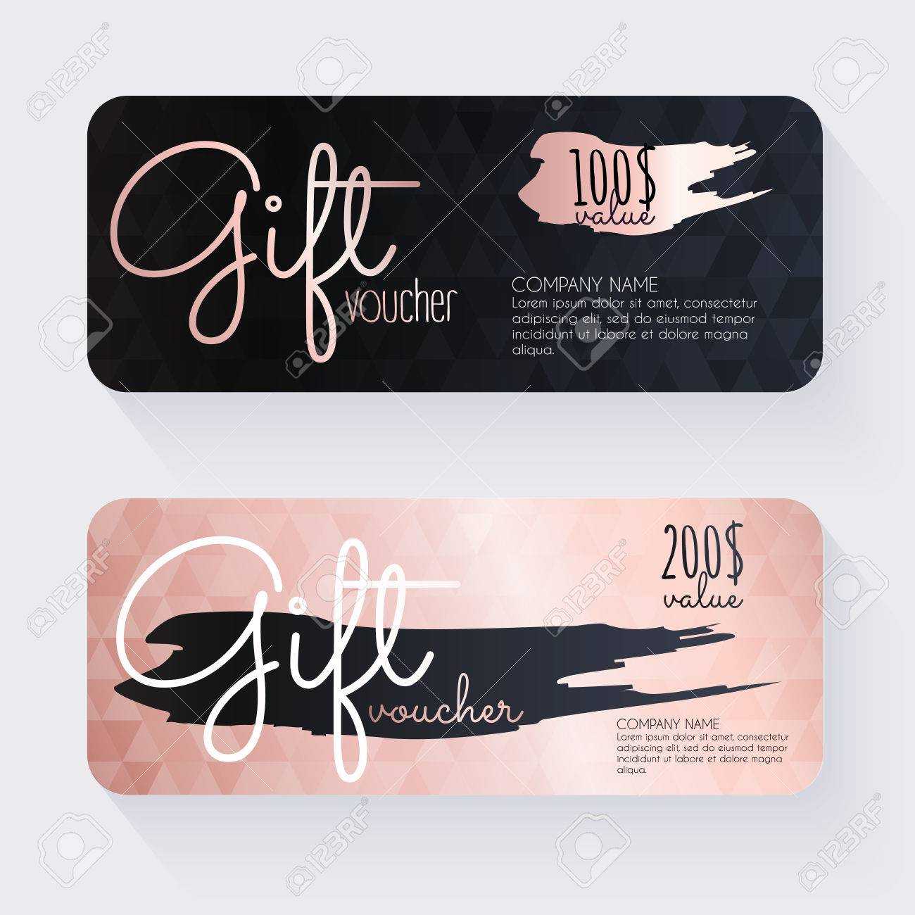Gift Voucher Template With Rose Gold Gift Background, Gift Certificate Inside Nail Gift Certificate Template Free