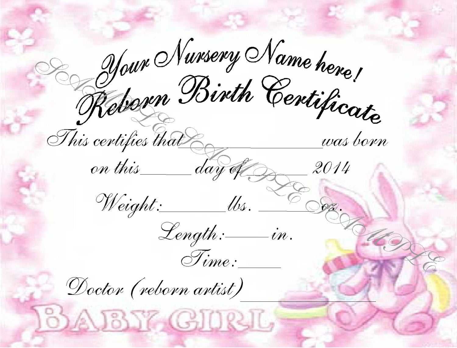 Girl Birth Certificate Template – Calep.midnightpig.co In Girl Birth Certificate Template