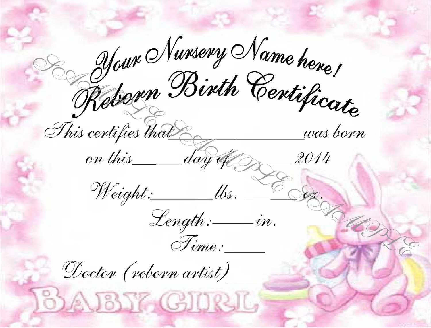 Girl Birth Certificate Template - Calep.midnightpig.co Within Baby Doll Birth Certificate Template