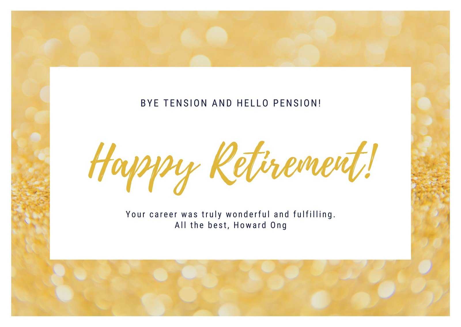Gold And White Retirement Card - Templatescanva Within Retirement Card Template