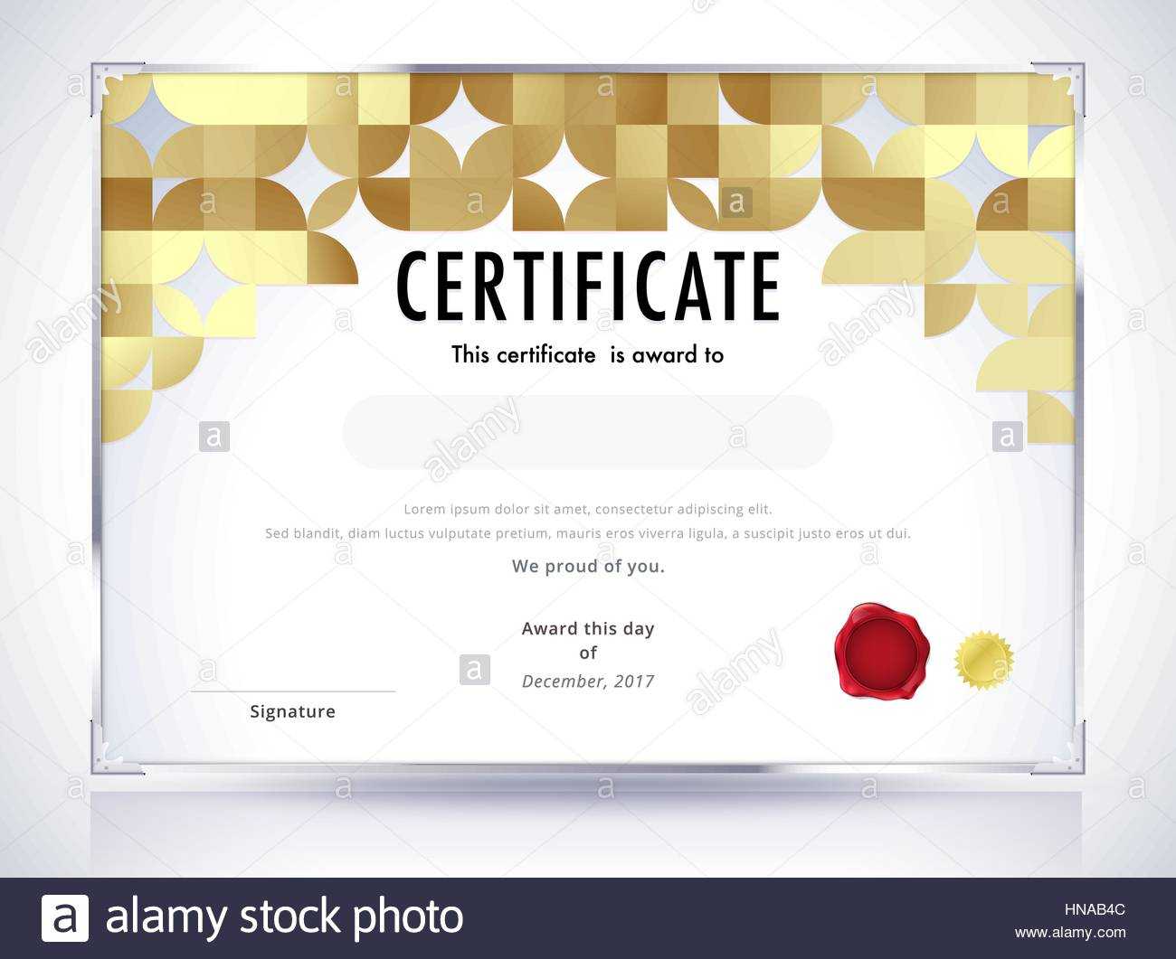 Golden Certificate Template Design. Luxury Certificate With Design A Certificate Template