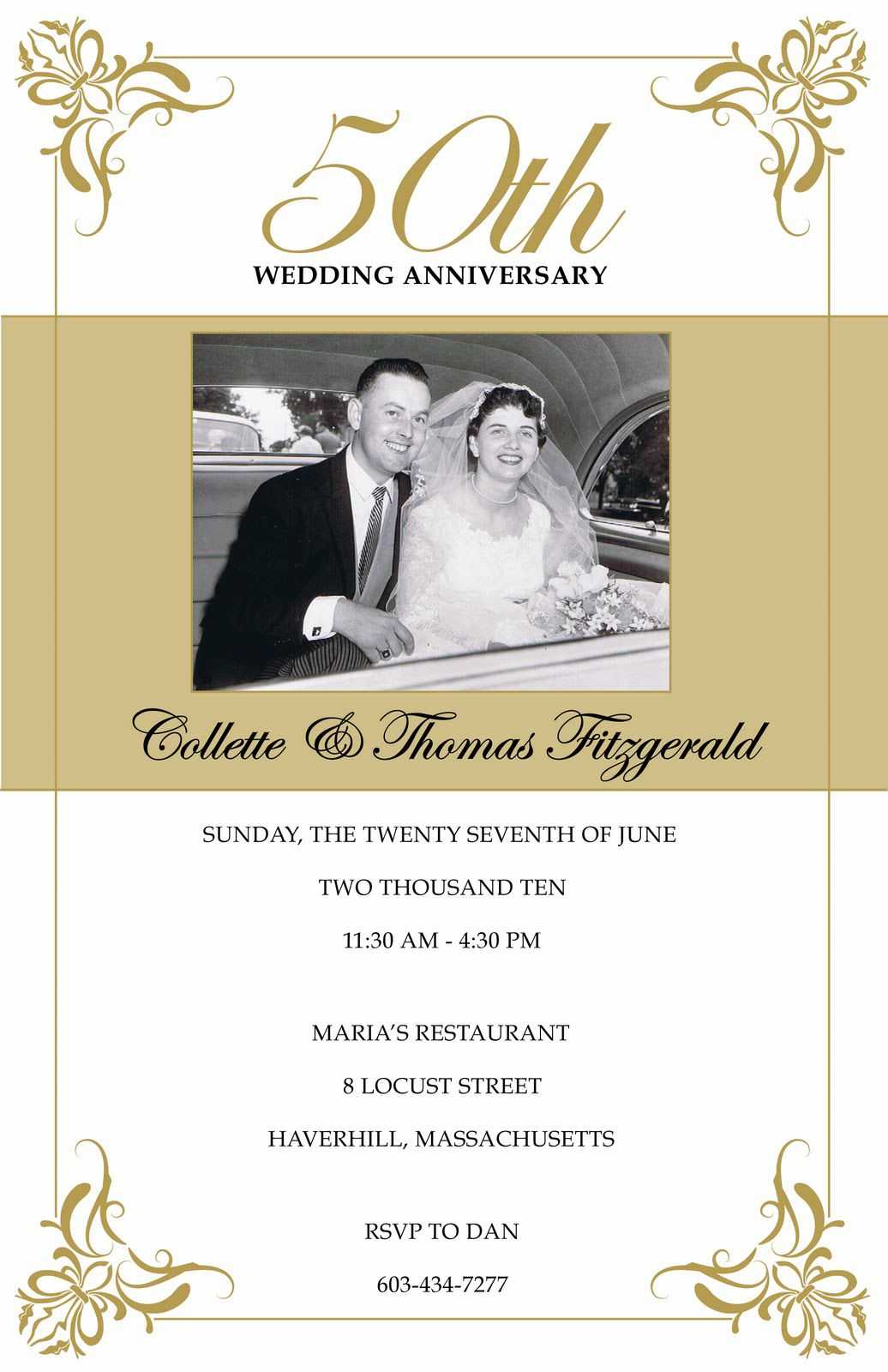 Golden Wedding Anniversary Invitation : Golden Wedding With Regard To Anniversary Card Template Word