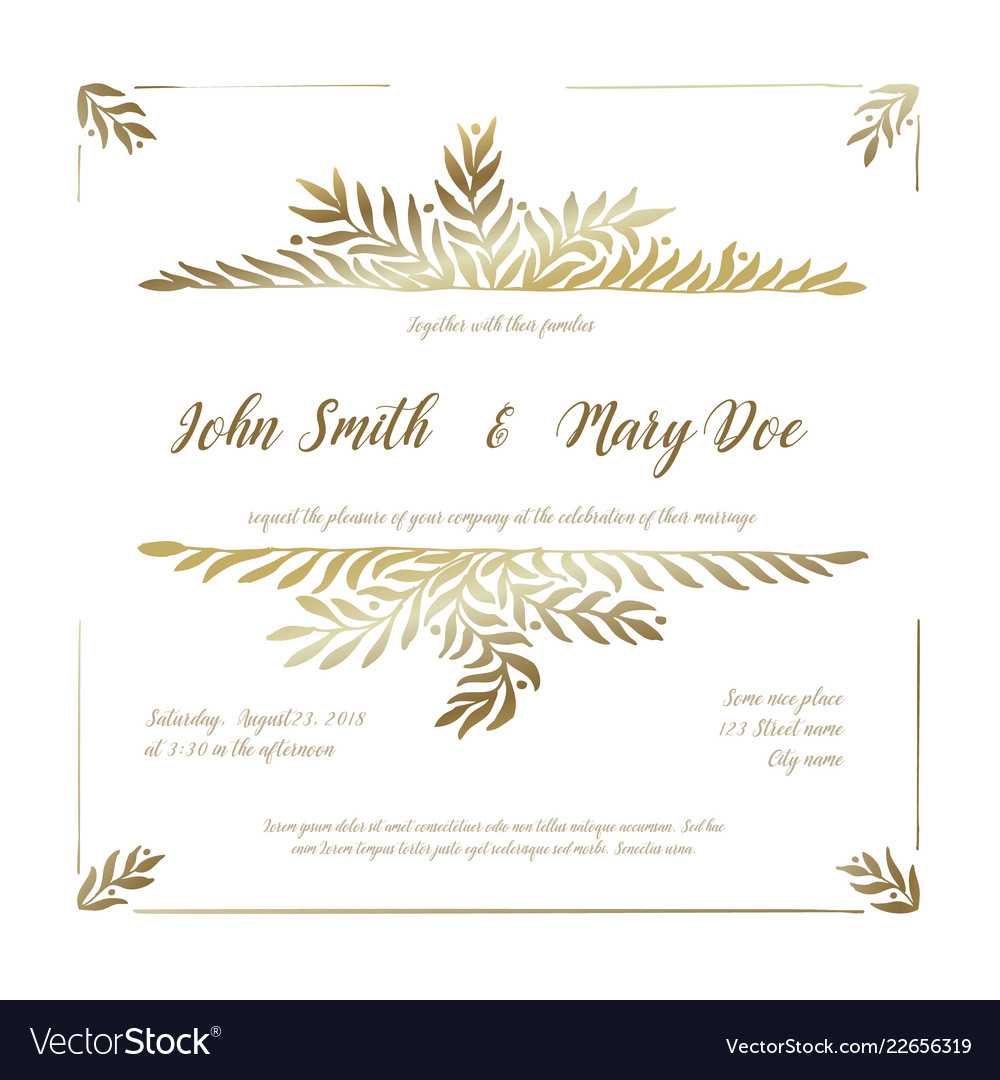 Golden Wedding Invitation Card Template Intended For Sample Wedding Invitation Cards Templates