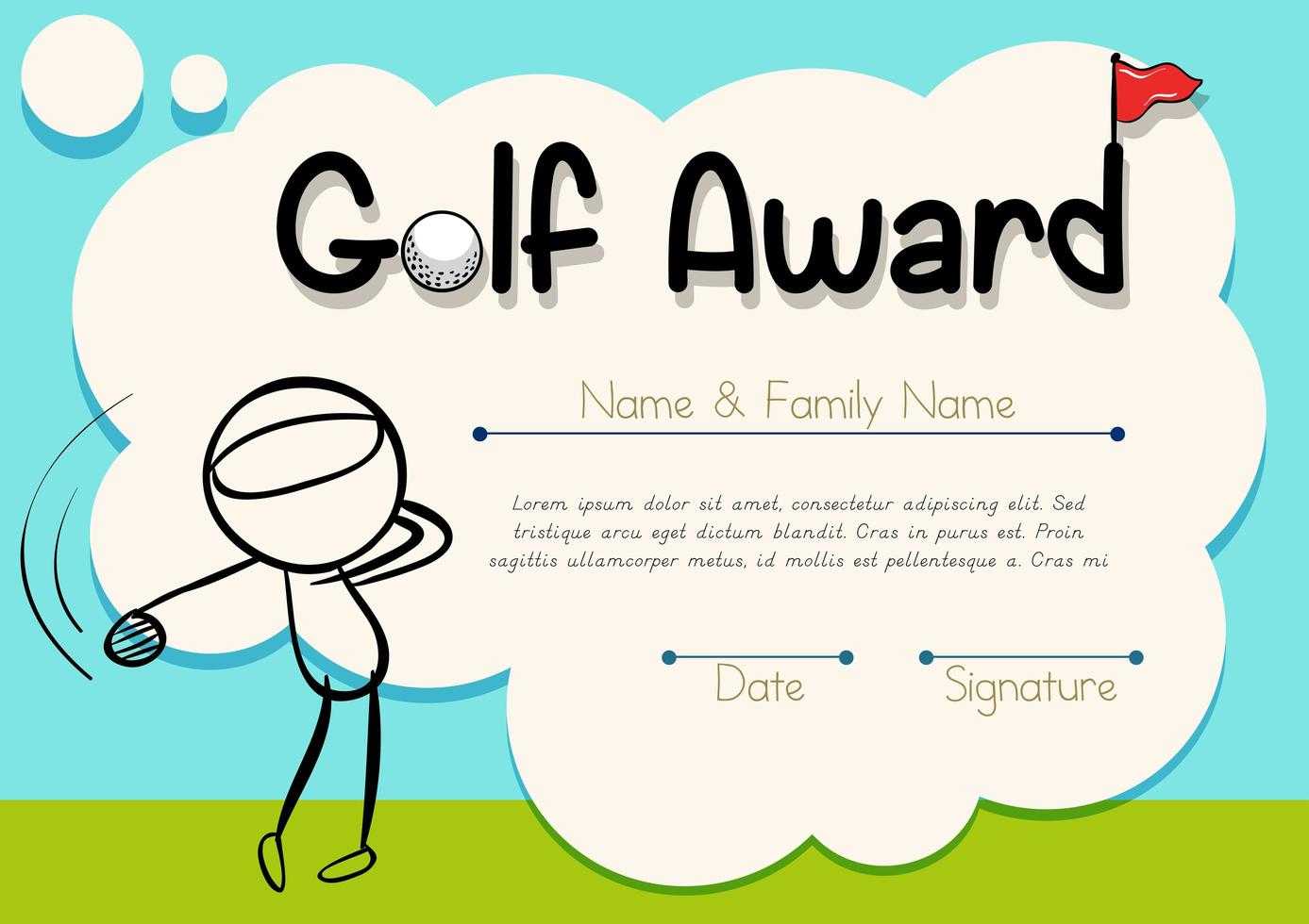 Golf Cartoon Certificate Template – Download Free Vectors Within Golf Certificate Template Free