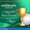 Golf Certificate Diploma With Golden Cup Vector. Sport Award Within Golf Certificate Template Free