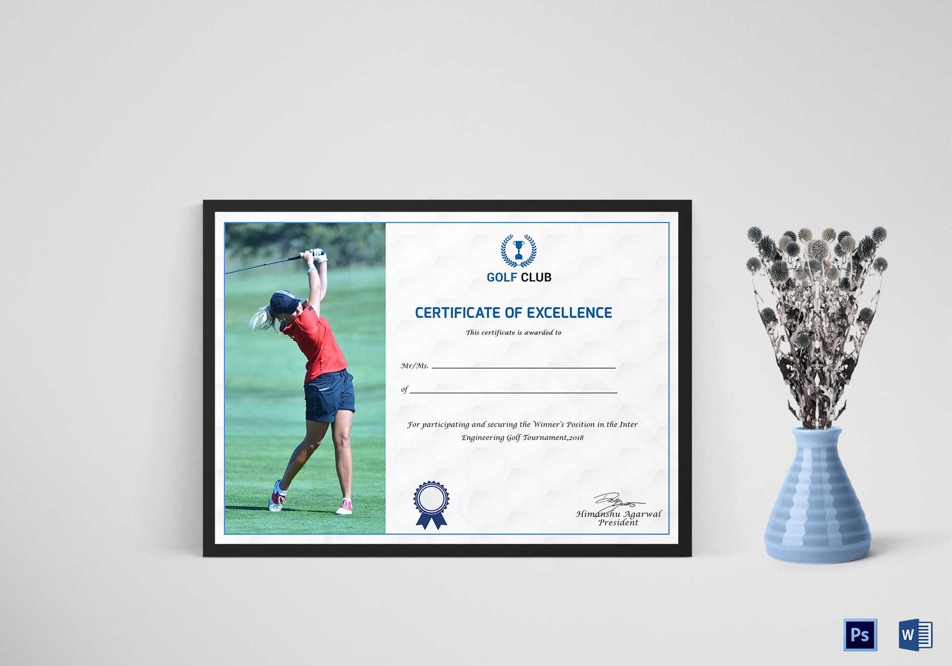 Golf Excellence Certificate Template Inside Golf Certificate Templates For Word
